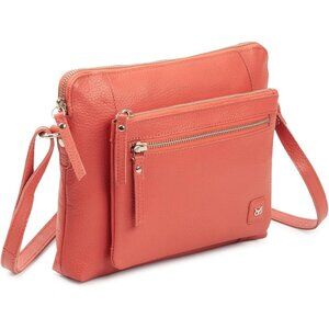 Women Coral Imported Leather Polyester Crossbody Sling Shoulder Crossover Bag